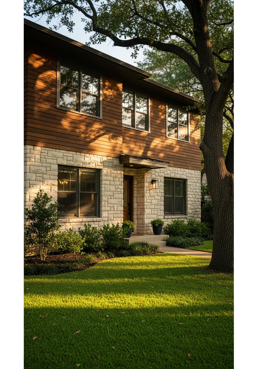 Tarrytown home exterior showing period architectural details and tree-shaded front yard typical of the neighborhood.